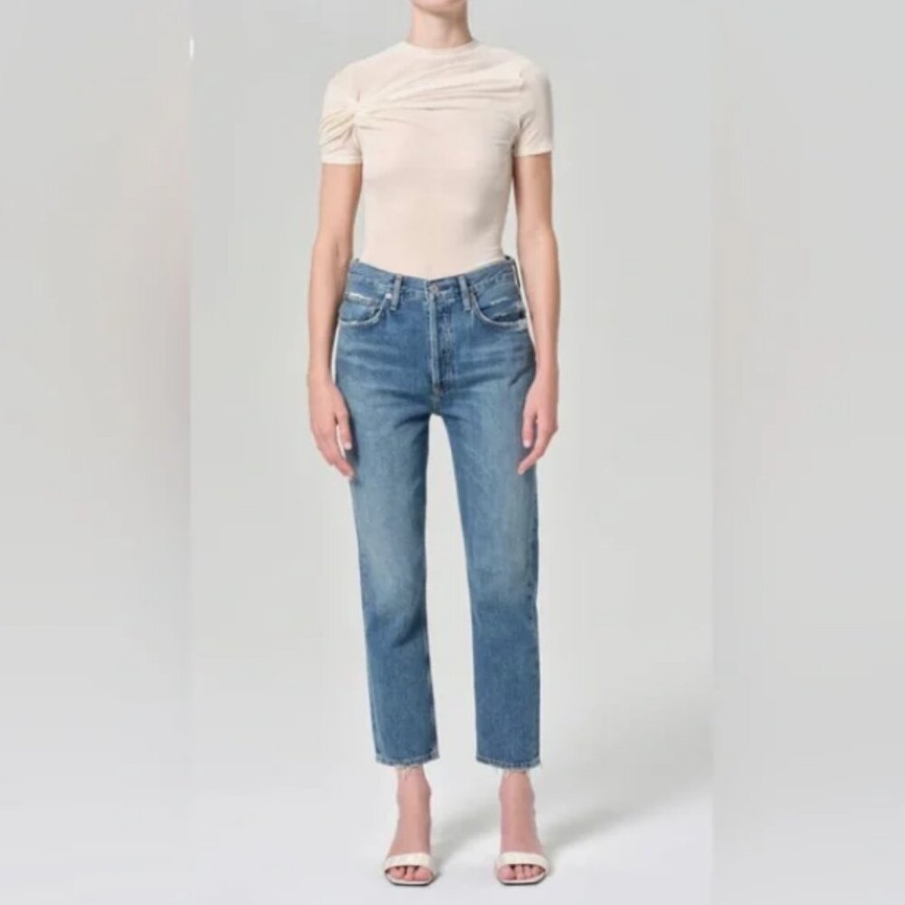 AGOLDE Riley Straight Crop Jean Womens 28 100% Cotton Made in USA Blue Denim